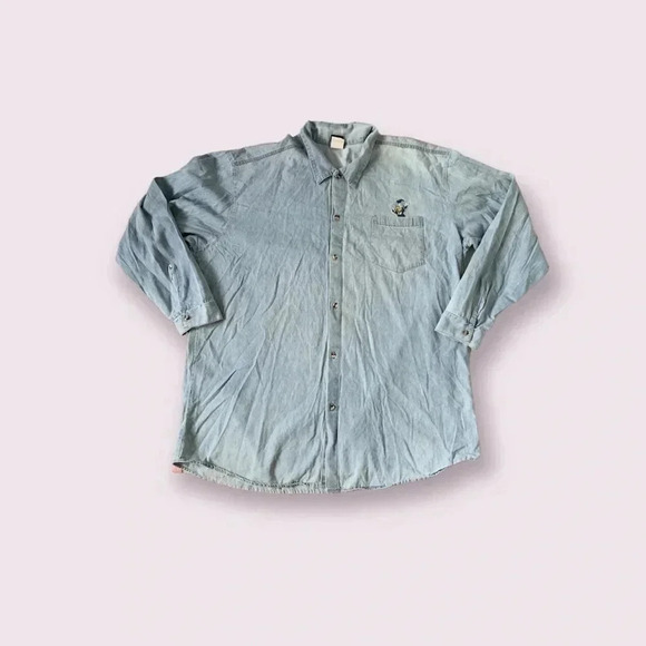 Donald Duck Disney Vintage 90s denim button down shirt - Picture 1 of 11
